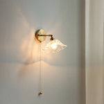 Glass Bedside Sconce: Modern Nordic LED Wall Light with Pull Chain Switch