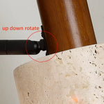 Yellow Travertine Stone Natural Wood LED Wall Light Bedside Lamp