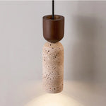 Wood LED Wall Lamp Yellow Travertine Pull Chain Switch Modern Nordic Style