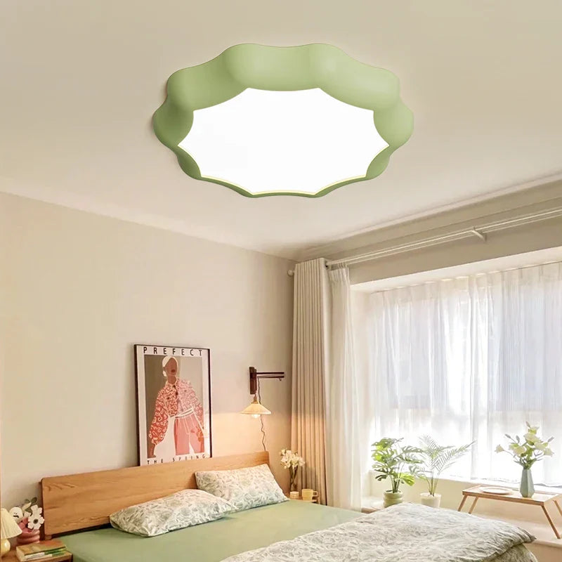 Nordic Flower LED Ceiling Light Cream Green White Round Bedroom Hotel Bathroom Afralia™