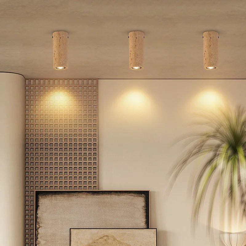 Travertine Stone Ceiling DownLight with E27 Spot Light Bulb