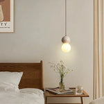 Afralia™ Glass Ball LED Pendant Lamps Vintage Yellow Travertine Hanging Light