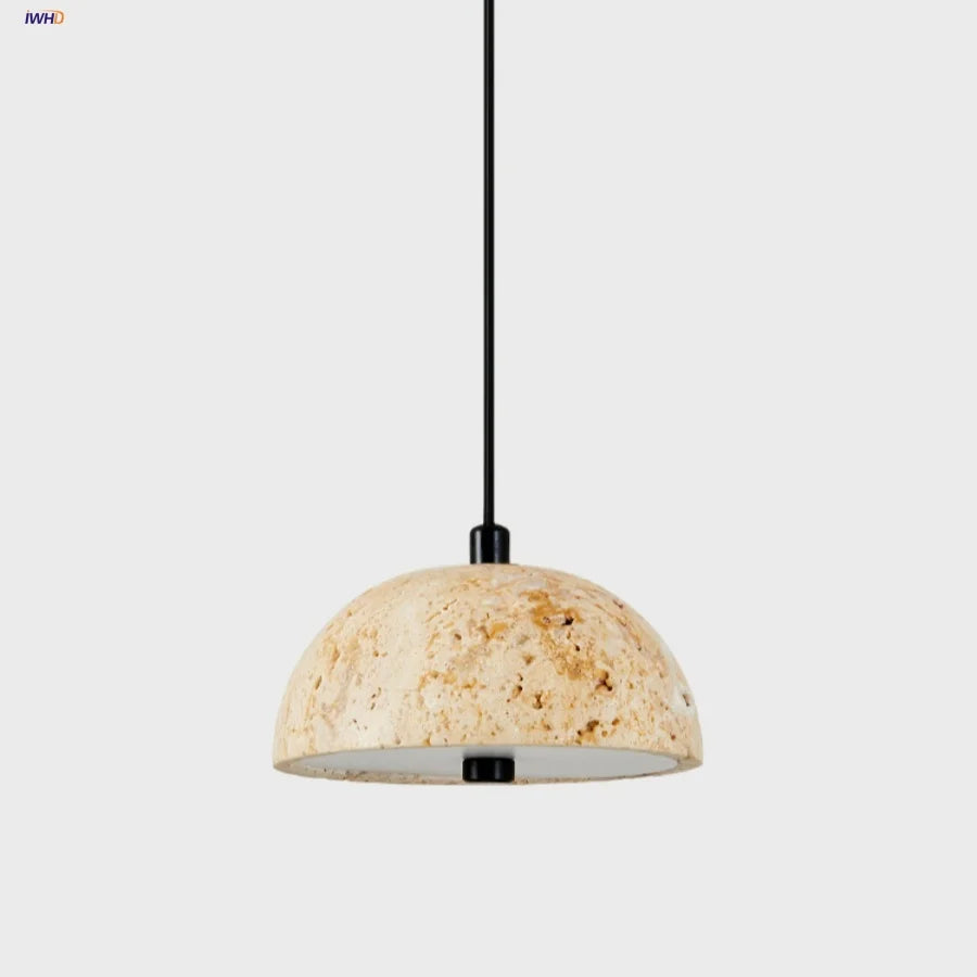 Afralia™ Stone Cave Yellow LED Pendant Lights for Home Decor and Wabi Sabi Style