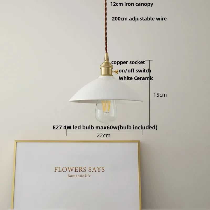 Ceramic Knob Switch LED Pendant Light, Nordic Modern Hang Lamp