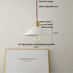 Modern White Glass Pendant Lamp Knob Switch LED Light Fixture Luminare