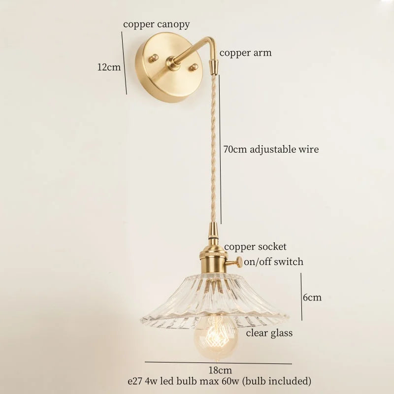 Afralia™ Copper LED Wall Lamp for Bedroom Sofa, Bathroom, Mirror, Stair Light