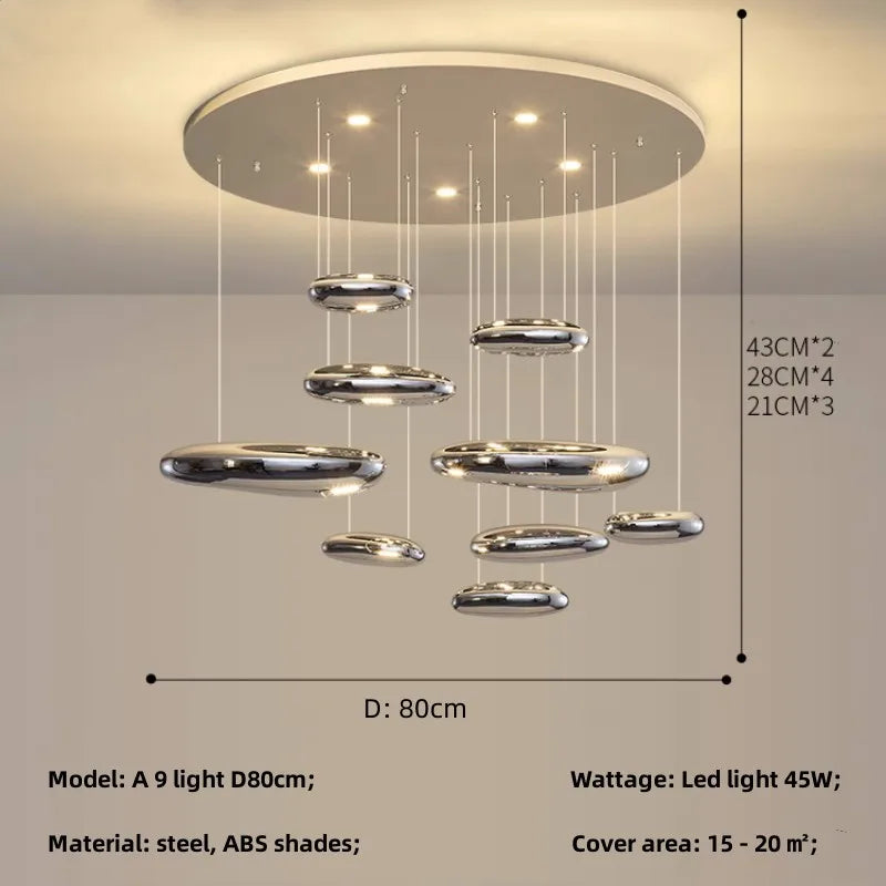 Chrome LED Ceiling Chandelier Cobblestone Pendant Lights - Modern Luxury Luminarias Fixtures