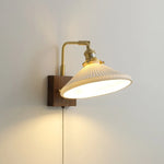 Walnut Ceramic LED Wall Lamp Pull Chain Switch - Modern Bathroom Mirror Light