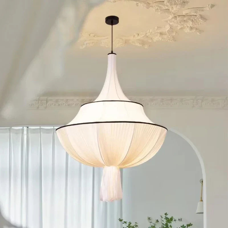 Creamy E27 Foyer Chandelier: French-Inspired LED Pendant Lights for Bedroom, Art Decor Lampara