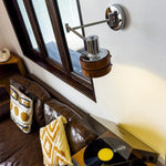 Vintage Iron Wood LED Wall Lamp Swing Arm Aplique Pared