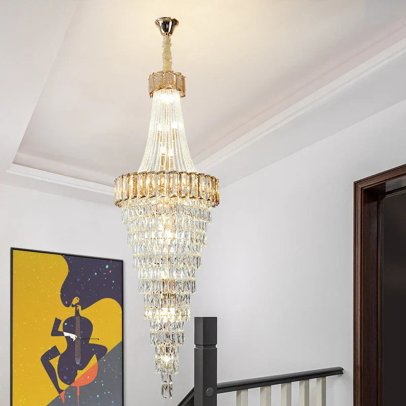 Crystal Chandelier: High-End Duplex & Spiral Staircase Light for Luxury Living Spaces