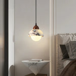 White Glass Ball LED Pendant Lamp Modern Luxury Stone Hanging Light