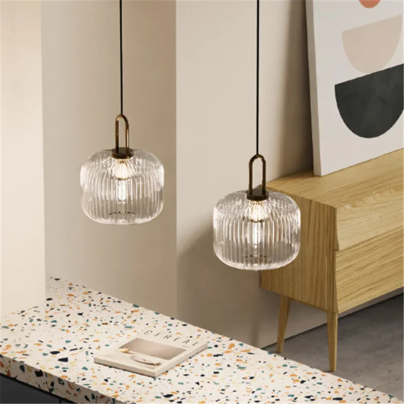 Glass Pendant Lights LED E27 Retro Luxury Hanging Fixtures for Dining Room