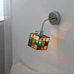 Modern Colorful Glass Wall Sconce with Pull Chain and Flexible Arm