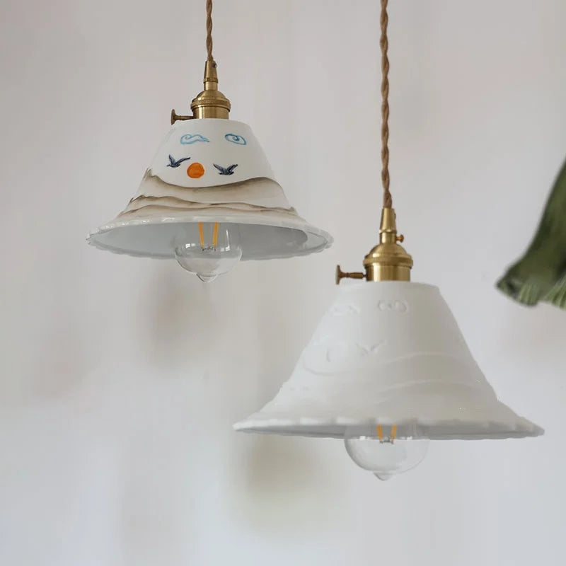 Ceramic Copper Pendant Light Bar Coffee Kitchen E27 Knob Switch LED Fixture