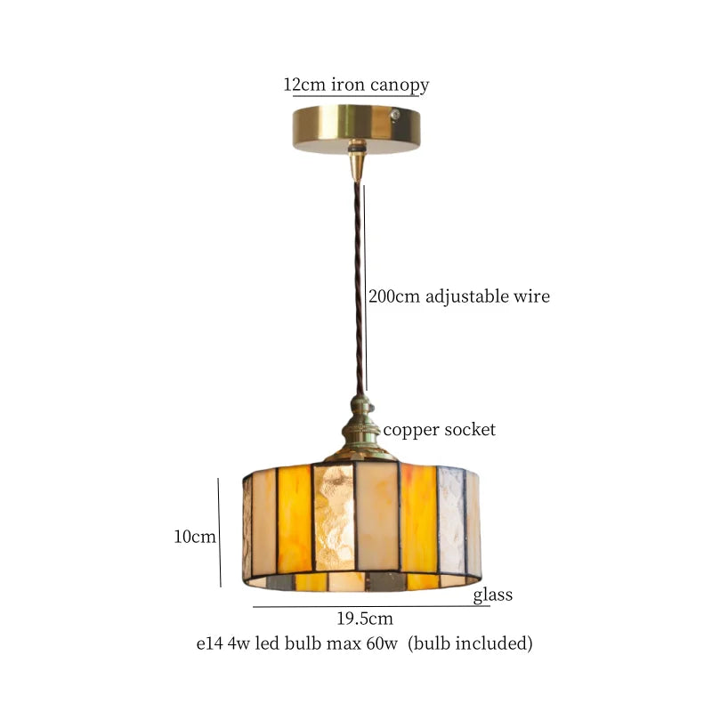 Afralia™ Tiffany Brass Glass LED Pendant Lights for Home and Cafe Decor