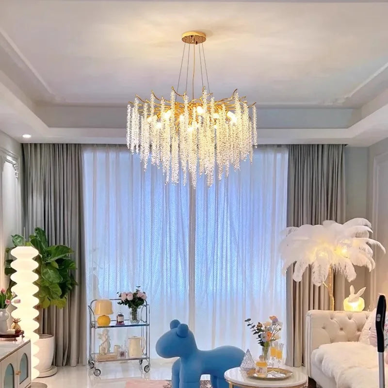 Crystal Tassel Chandelier Luxury Pendant for Home, Living Room, Dining Room, Hotel Hall