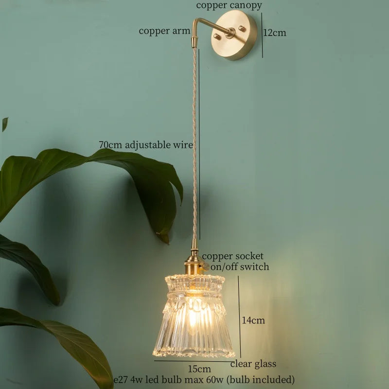 Nordic Glass LED Wall Lamps Copper Arm Wandlamp
