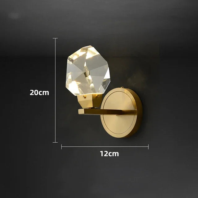 Crystal LED Copper Wall Sconce - Modern Luxury Wall Light Fixture