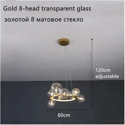 Glass Ball LED Chandelier: Modern Nordic Style for Living, Dining, Kitchen, Study