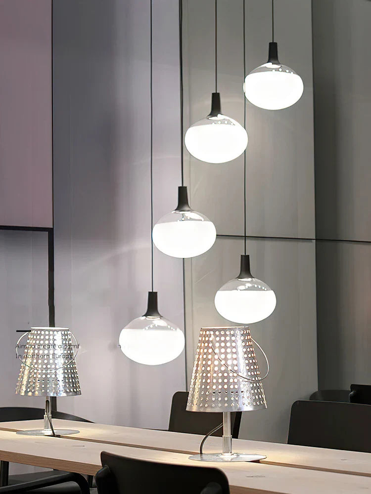 Matt White Glass Globe COB LED Ceiling Chandelier Pendant Light