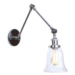 Chrome Industrial LED Wall Sconce Swing Arm Clear Glass Lamp