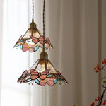 Butterfly Glass Flower LED Pendant Lamp – Tiffany Style Adjustable Hanging Lamp