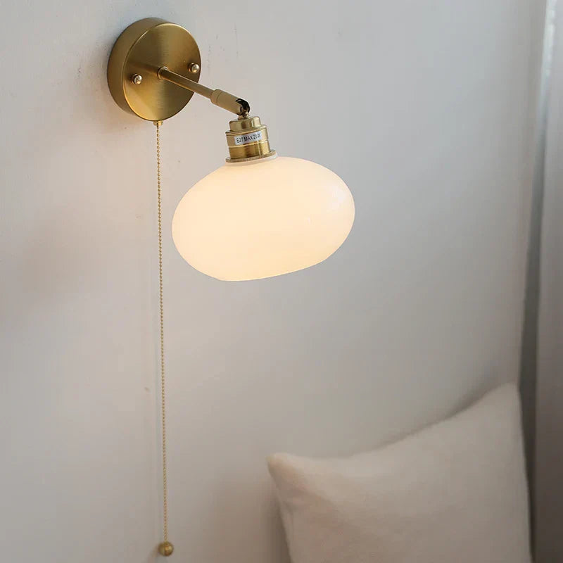 Japanese Style LED Wall Sconce Glass Rotate Pull Chain Switch Stair Light