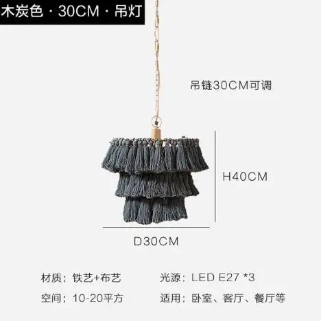 Fela Tassel Chandelier: Bohemian Chain Tiered Suspension Light for Living Room & Shop