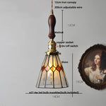 LED Adjustable Pendant Light Fixture Amber Glass Walnut Wood Bar Hanging Lamp
