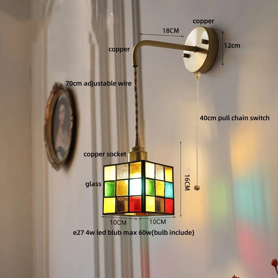 Tiffany Glass LED Wall Light Fixture for Home & Restaurant Décor