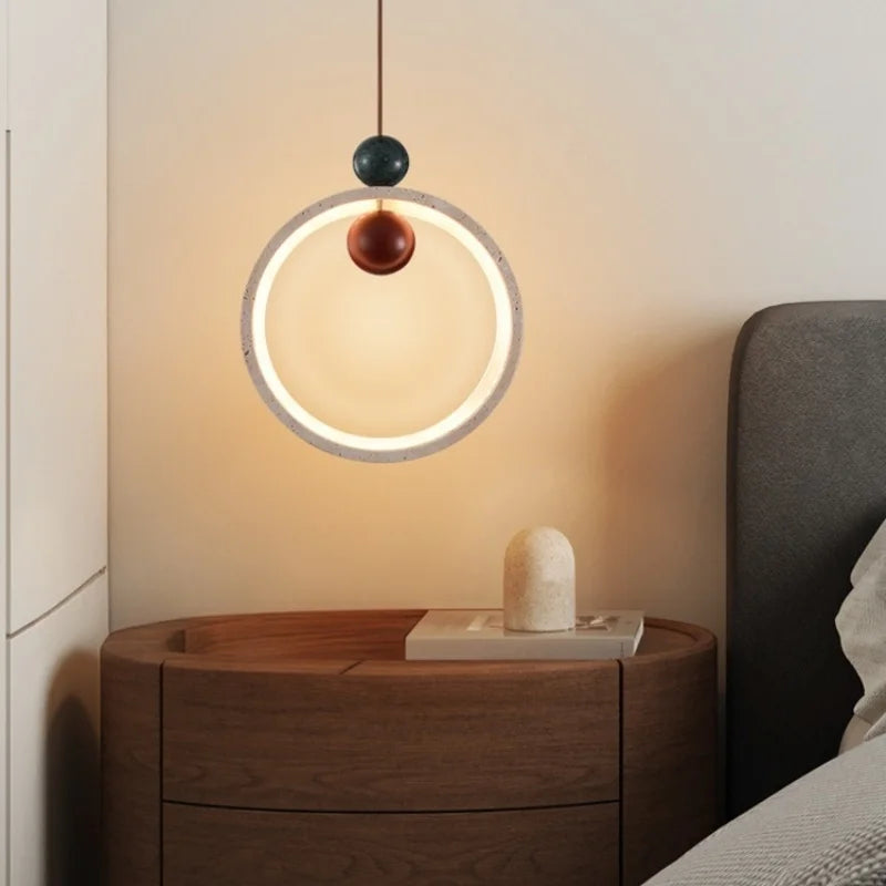 Yellow Travertine LED Pendant Light for Home Decor and Living Spaces