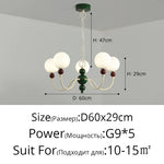 Modern Cream Green Glass Chandelier for Bedroom Living Room Kitchen