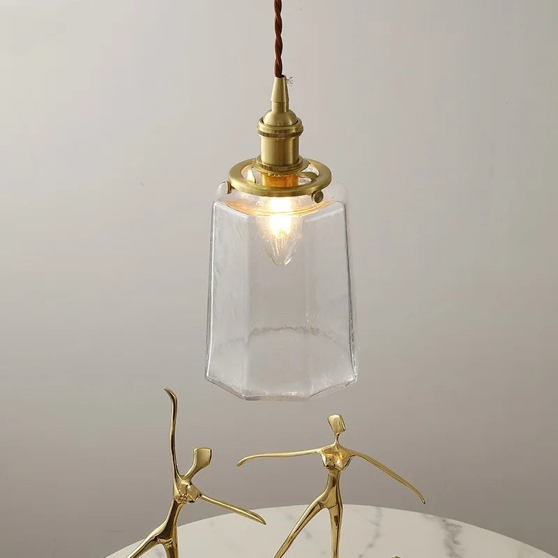 Copper Glass LED Pendant Lights Modern Hanging Lamp for Bar Bedroom Living Room