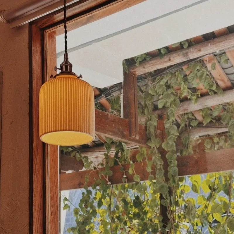 Afralia™ White Ceramic LED Hanging Lamp Nordic Minimalism Brass Pendant Lights