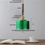 Amber Glass LED Pendant Light, Nordic Modern Design, Walnut Wood, Dining Living Room Lighting