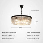 Gold Black Metal Crystal Pendant Lights Chain Hanging LED Suspension Lamp Fixtures