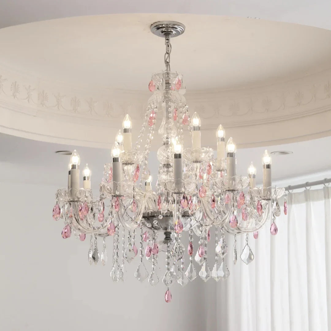 Blue Crystal Chandelier: Luxury E14 Pendant Lights for Living Room and Bedroom