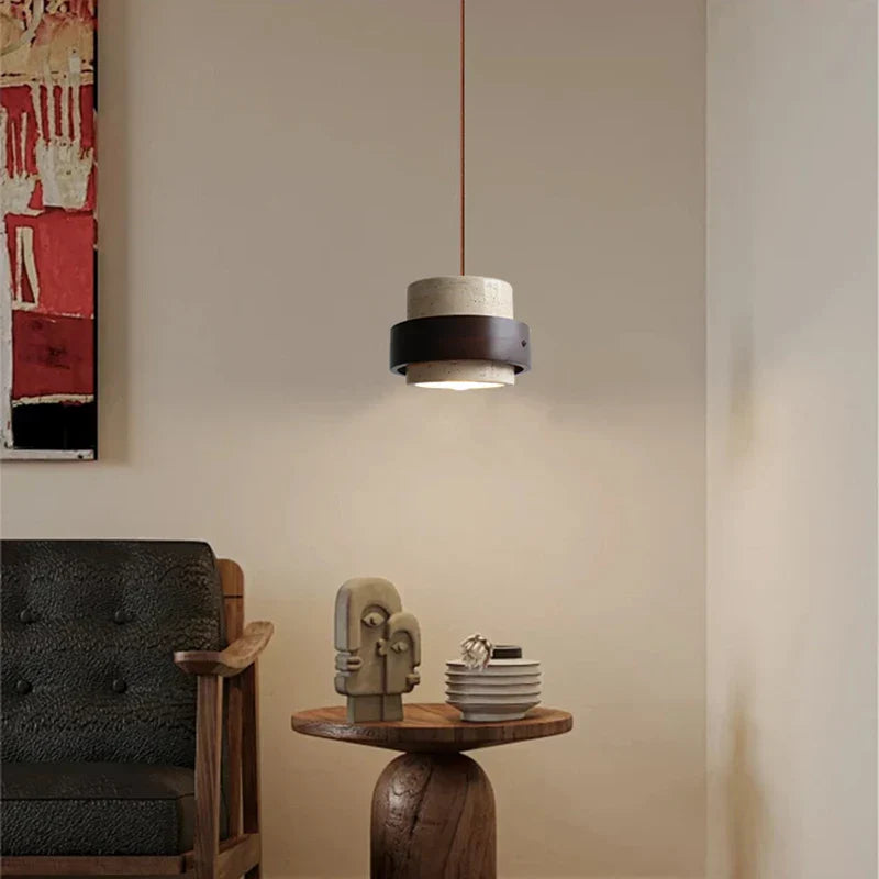 Afralia™ Yellow Travertine LED Hanging Lamps Pendant Light for Living Room Bedroom Loft