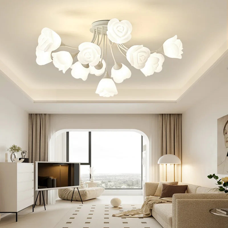 White Flower Ceiling Light: Modern, Chic, Ideal for Living Room, Bedroom, Dining Room