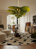 Amber Glass Ceiling Chandelier for Elegant Living Room Decor.