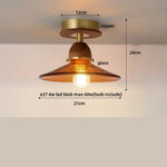 Amber Glass Ceiling Lamp Wood Nordic Modern Bedroom Bathroom Light