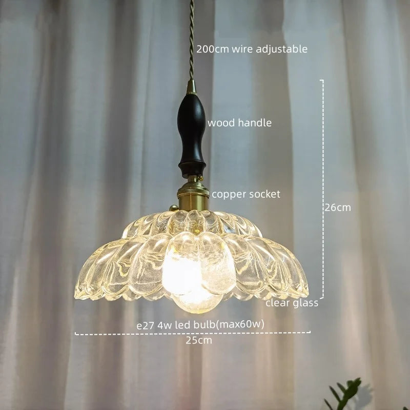 Modern Wood Handle LED Pendant Light for Dining Room, Balcony, Kitchen