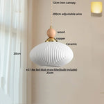 White Ceramic LED Pendant Lamp Copper Modern Wood Nordic Hanging Lights