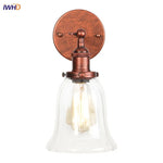 Loft Clear Glass Rustic LED Wall Light - Industrial Style Iron Wall Lamp