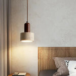 Wood Canopy LED Pendant Light - Nordic Modern Yellow Travertine Hanging Lamp