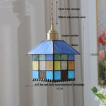 Afralia™ Magic Cube LED Pendant Lights Glass Walnut Wood Tiffany Style Hang Lamp