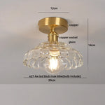 Amber Glass Ceiling Lamp Wood Nordic Modern Bedroom Bathroom Light