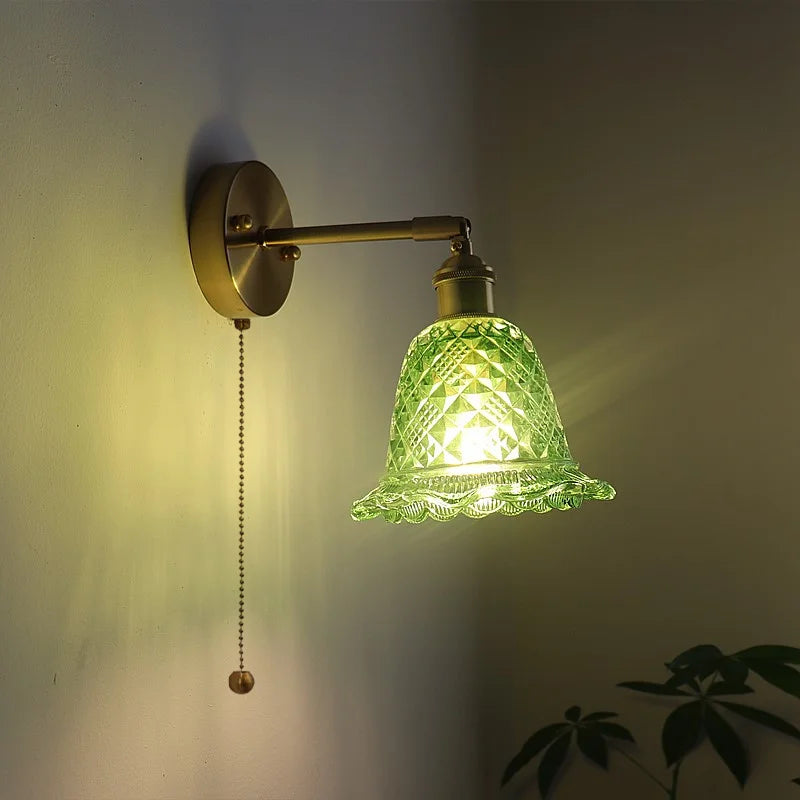 Copper Glass Nordic LED Wall Lights for Balcony Bedroom Mirror Bathroom