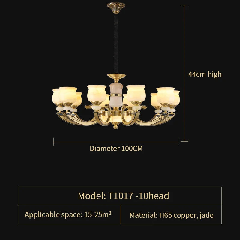 Copper Jade Pendant Lamp: Modern Chinese Style Dining Room Decor for Villas